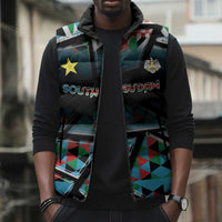 Custom South Sudan Sleeveless Puffer Jacket Geometric African Patterns - Wonder Print Shop