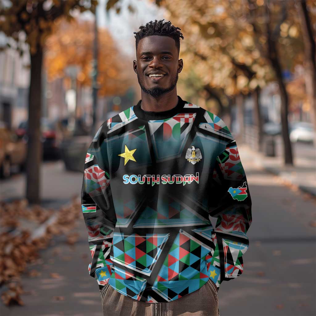 Custom South Sudan Sweatshirt Geometric African Patterns - Wonder Print Shop