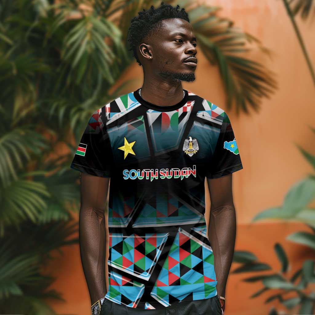 Custom South Sudan T shirt Geometric African Patterns - Wonder Print Shop
