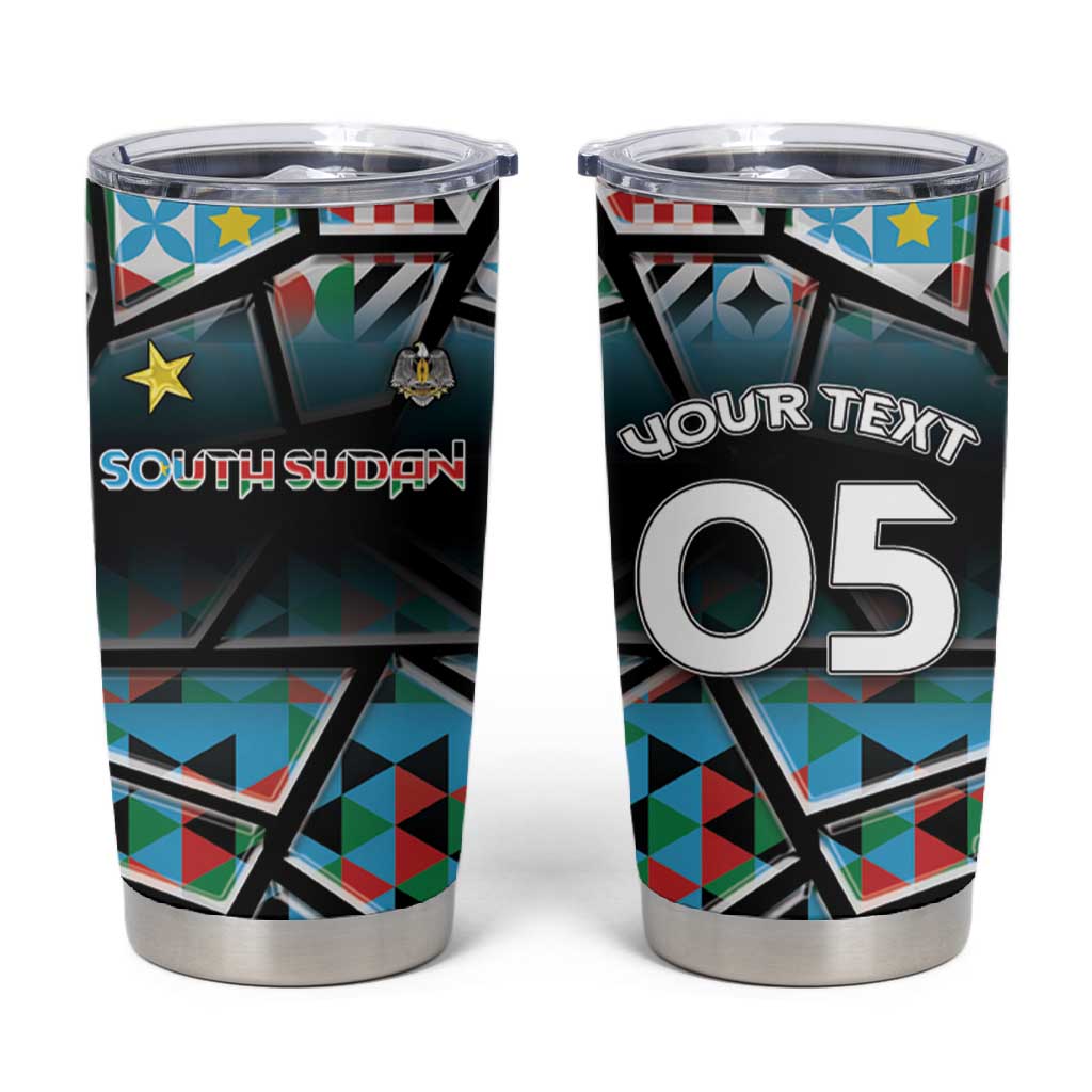 Custom South Sudan Tumbler Cup Geometric African Patterns - Wonder Print Shop