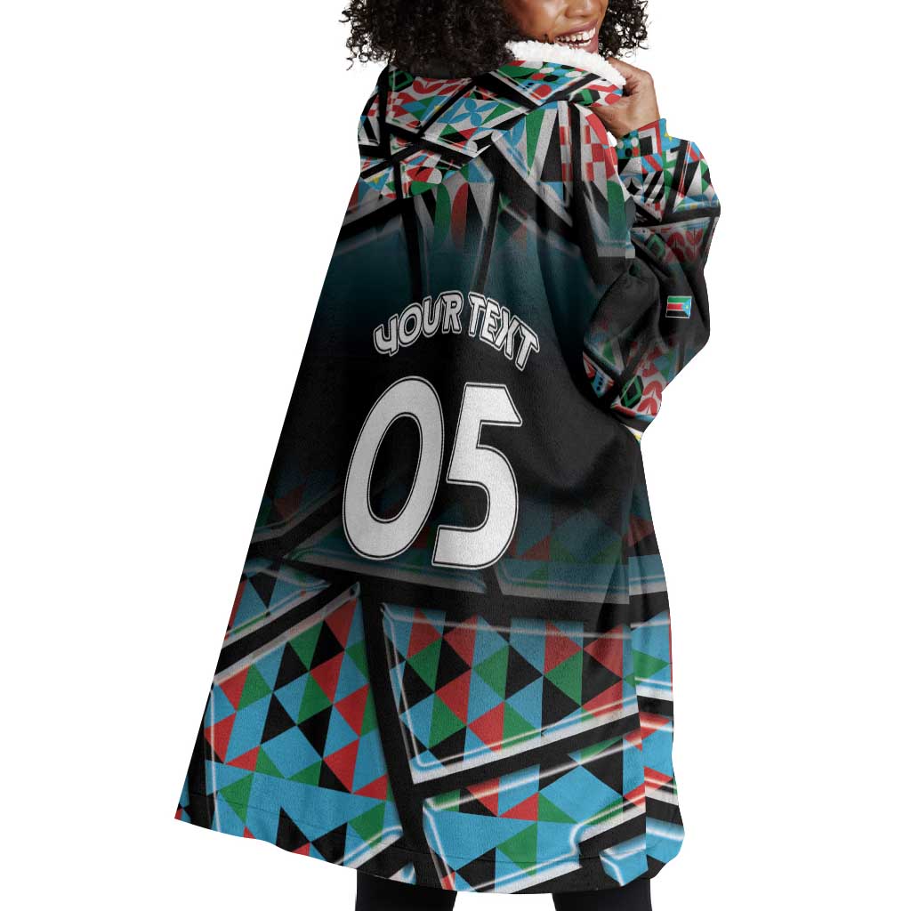 Custom South Sudan Wearable Blanket Hoodie Geometric African Patterns - Wonder Print Shop