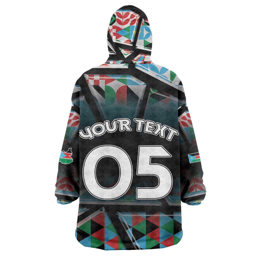 Custom South Sudan Wearable Blanket Hoodie Geometric African Patterns - Wonder Print Shop