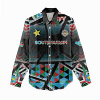 Custom South Sudan Women Casual Shirt Geometric African Patterns - Wonder Print Shop
