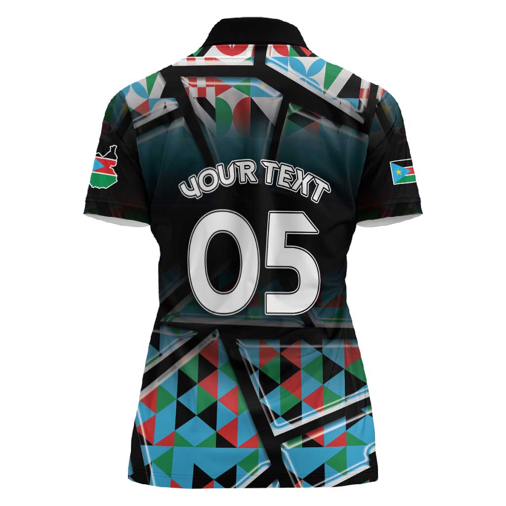 Custom South Sudan Women Polo Shirt Geometric African Patterns - Wonder Print Shop