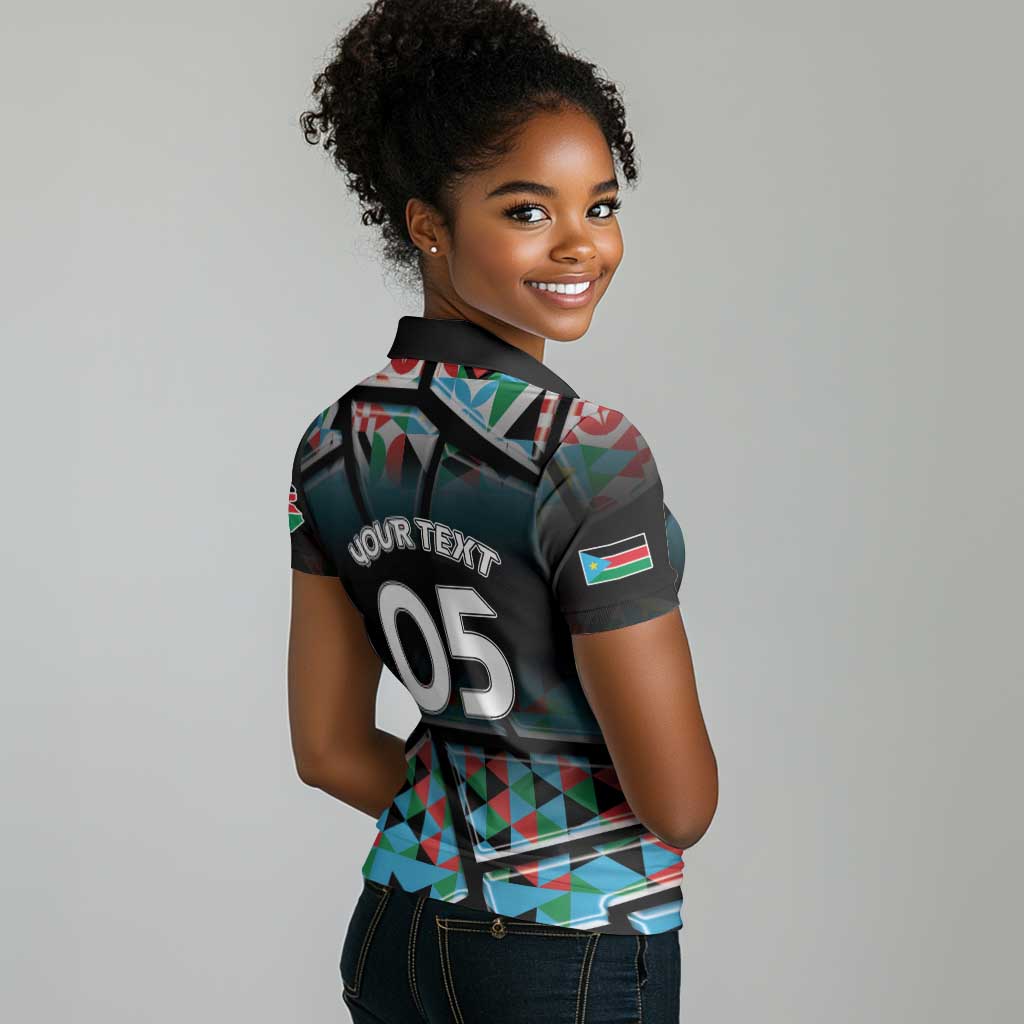 Custom South Sudan Women Polo Shirt Geometric African Patterns - Wonder Print Shop
