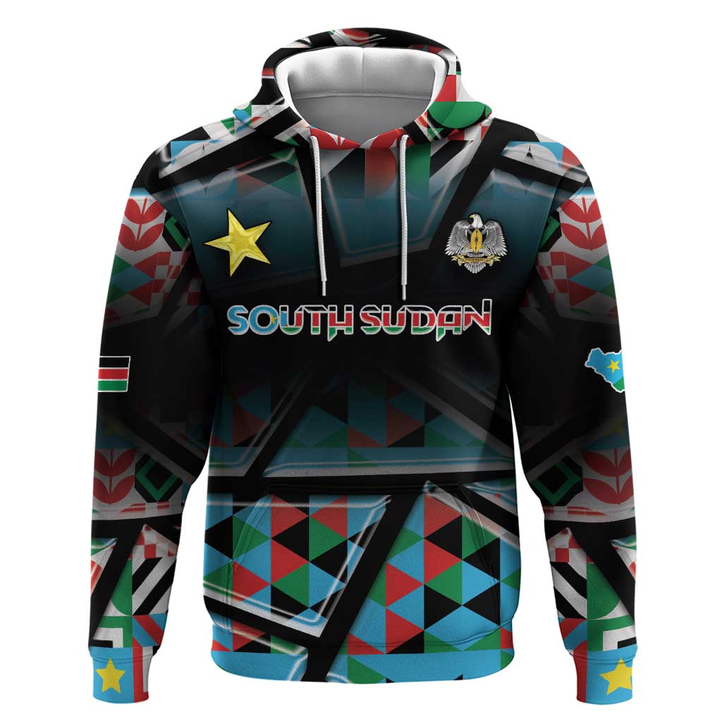 Custom South Sudan Zip Hoodie Geometric African Patterns - Wonder Print Shop
