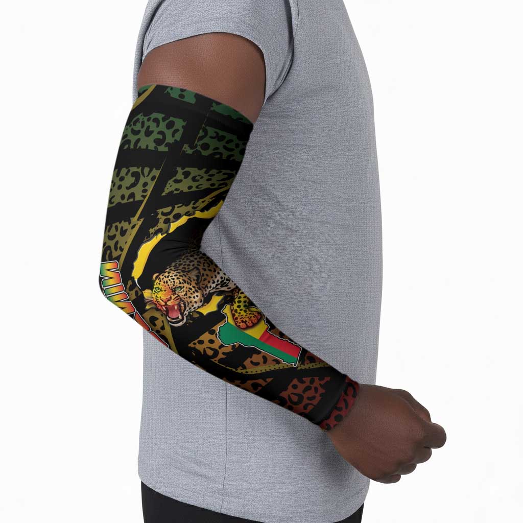 Personalized Benin Arm Sleeves Powerful African Leopard - Wonder Print Shop