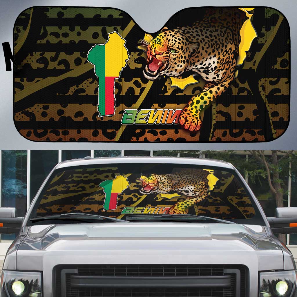 Benin Auto Sun Shade Powerful African Leopard - Wonder Print Shop