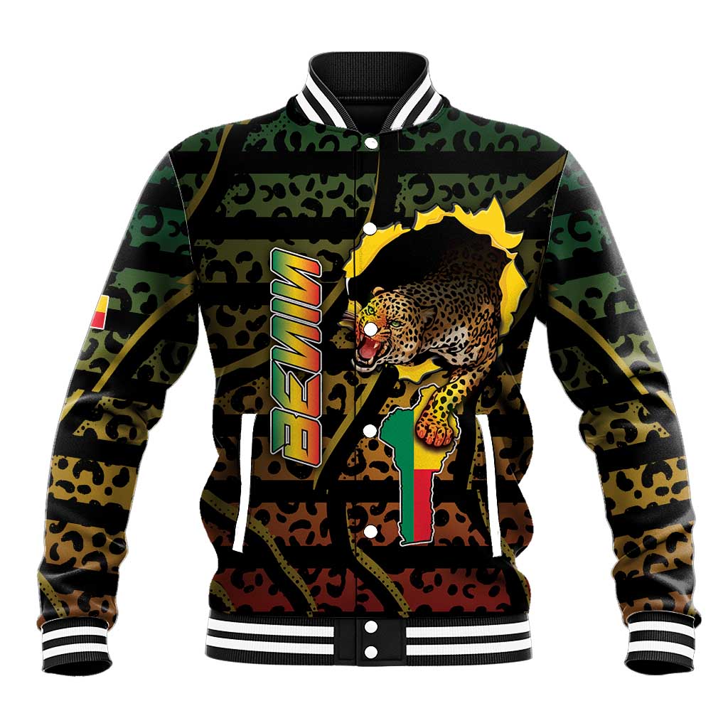 Personalized Benin Baseball Jacket Powerful African Leopard - Wonder Print Shop