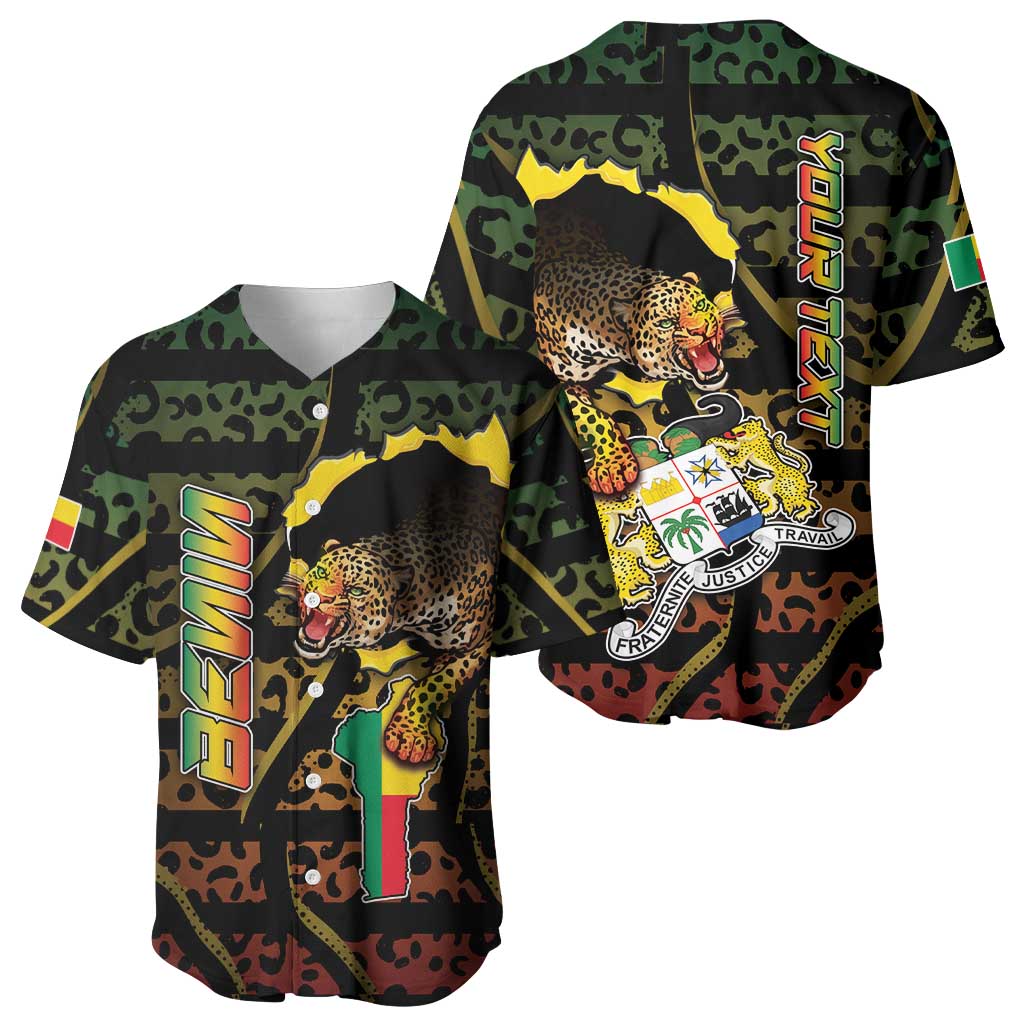Personalized Benin Baseball Jersey Powerful African Leopard - Wonder Print Shop