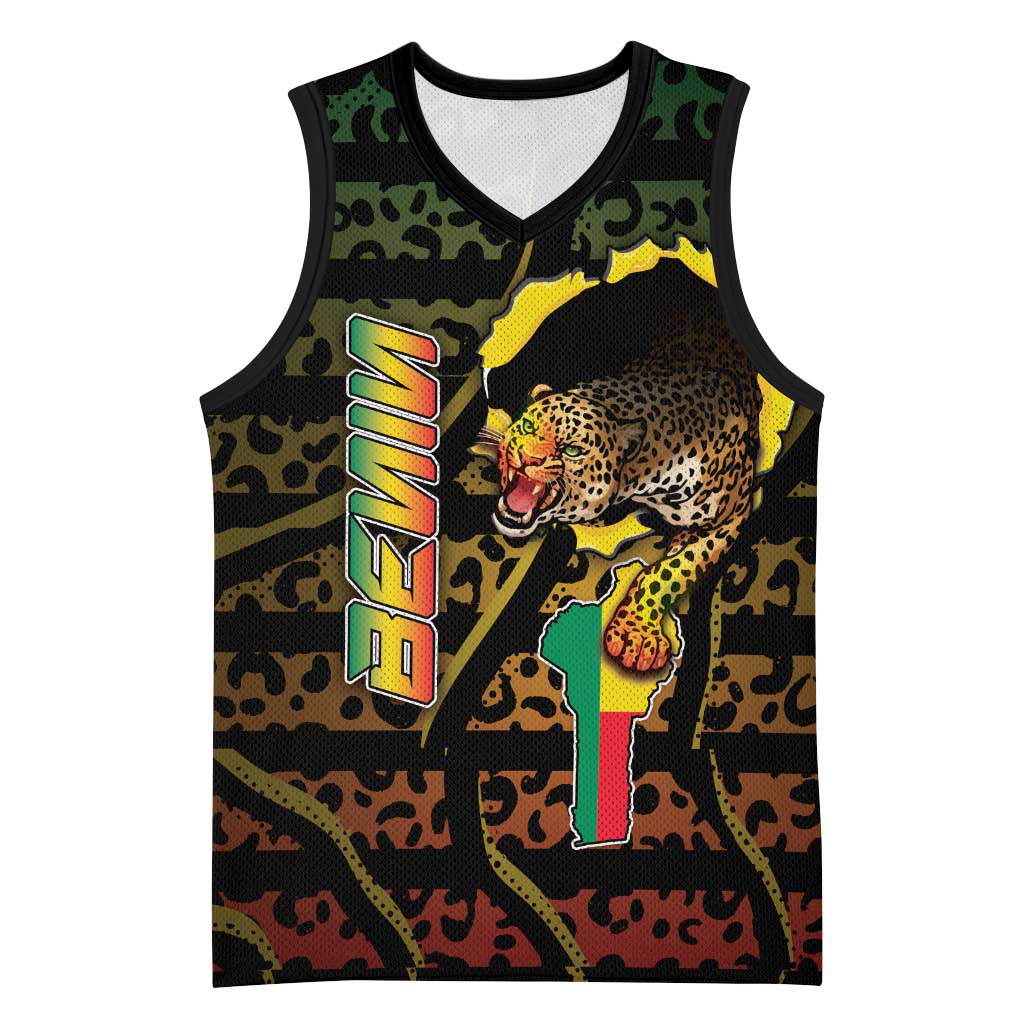 Personalized Benin Basketball Jersey Powerful African Leopard - Wonder Print Shop
