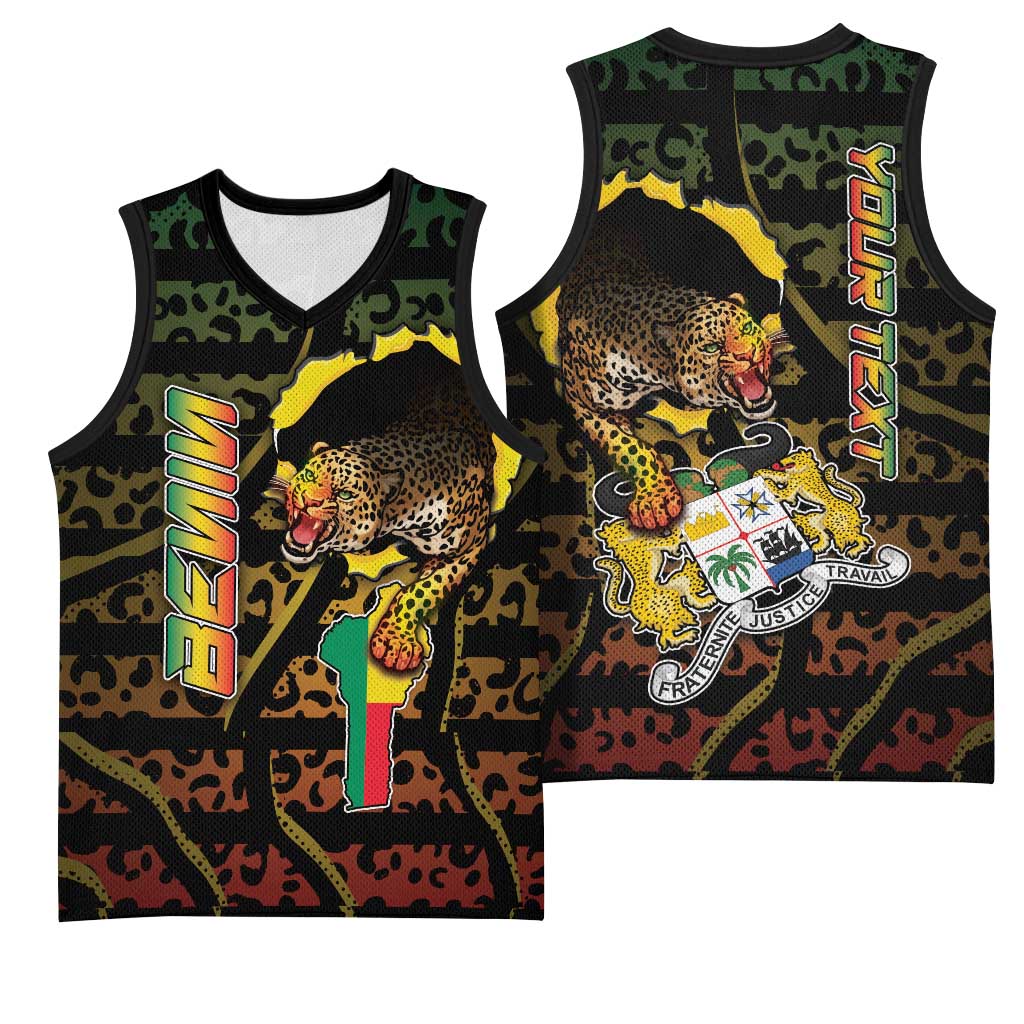 Personalized Benin Basketball Jersey Powerful African Leopard - Wonder Print Shop