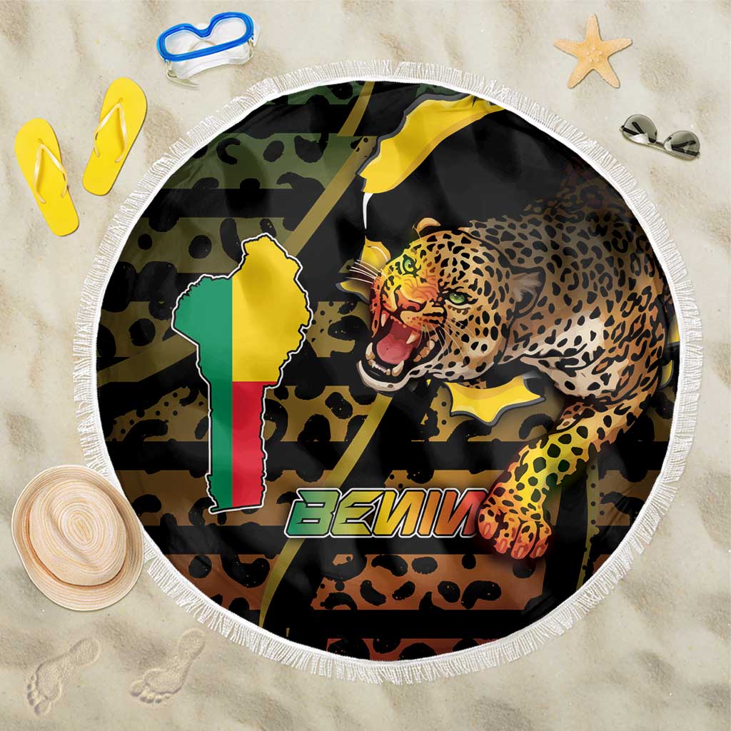 Benin Beach Blanket Powerful African Leopard - Wonder Print Shop