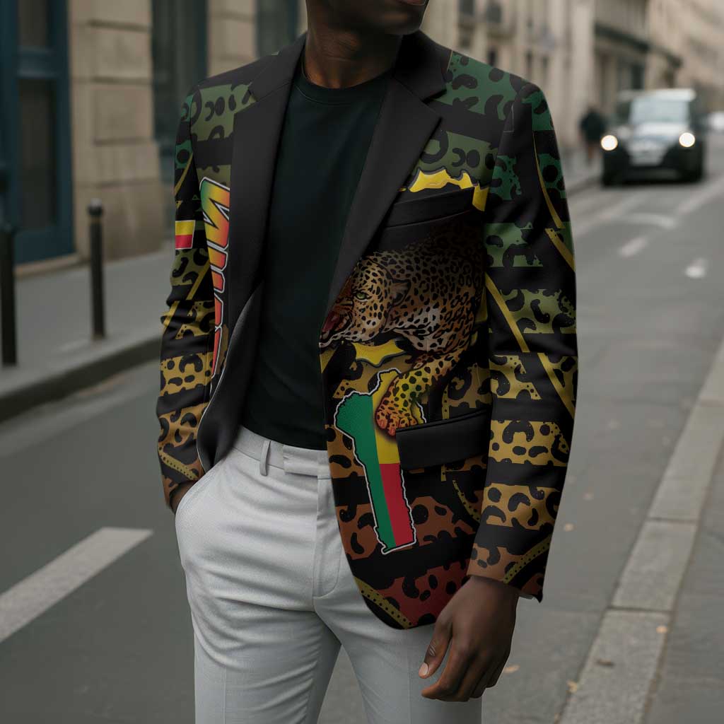 Personalized Benin Blazer Powerful African Leopard - Wonder Print Shop