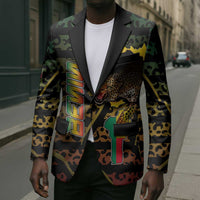 Personalized Benin Blazer Powerful African Leopard - Wonder Print Shop