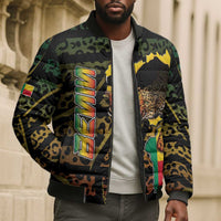 Personalized Benin Bomber Puffer Jacket Powerful African Leopard - Wonder Print Shop