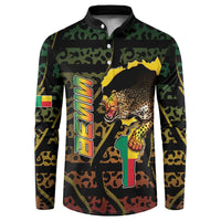 Personalized Benin Button Sweatshirt Powerful African Leopard