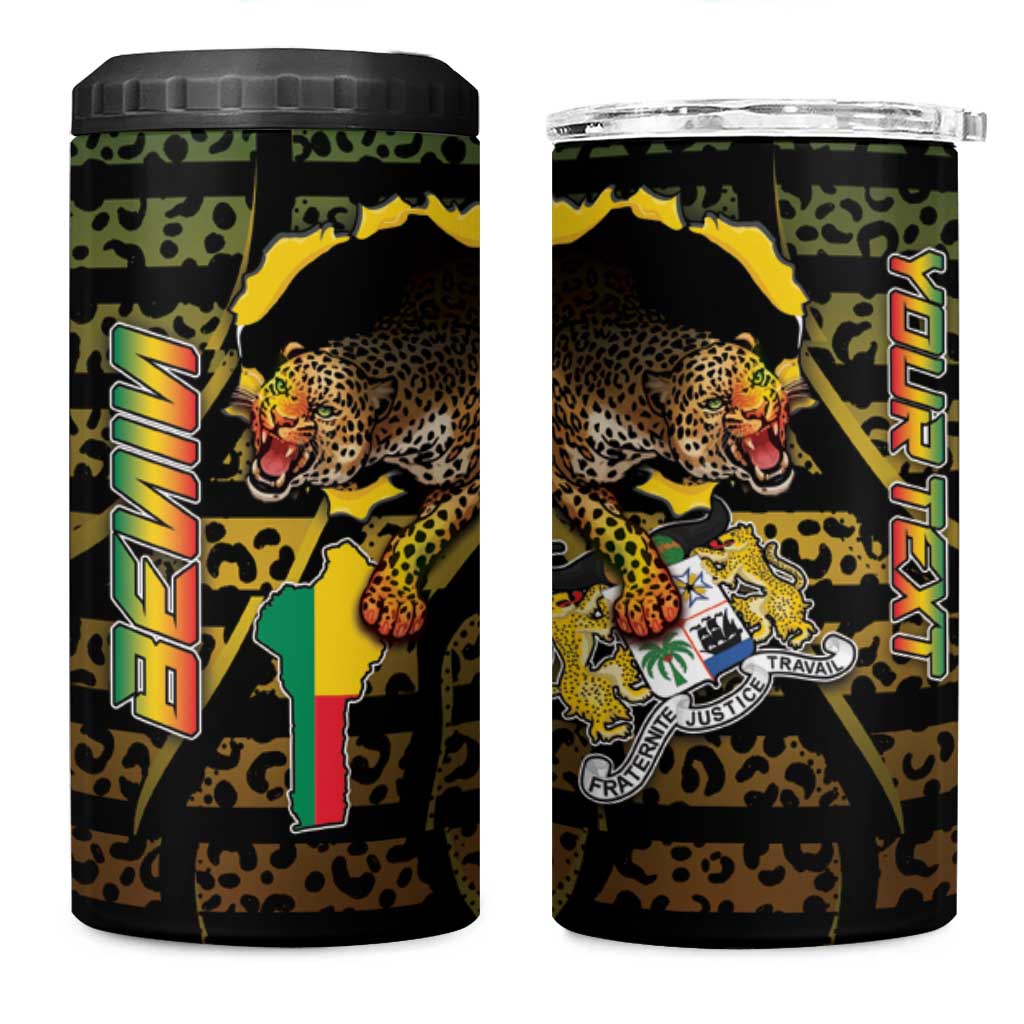 Personalized Benin 4 in 1 Can Cooler Tumbler Powerful African Leopard - Wonder Print Shop