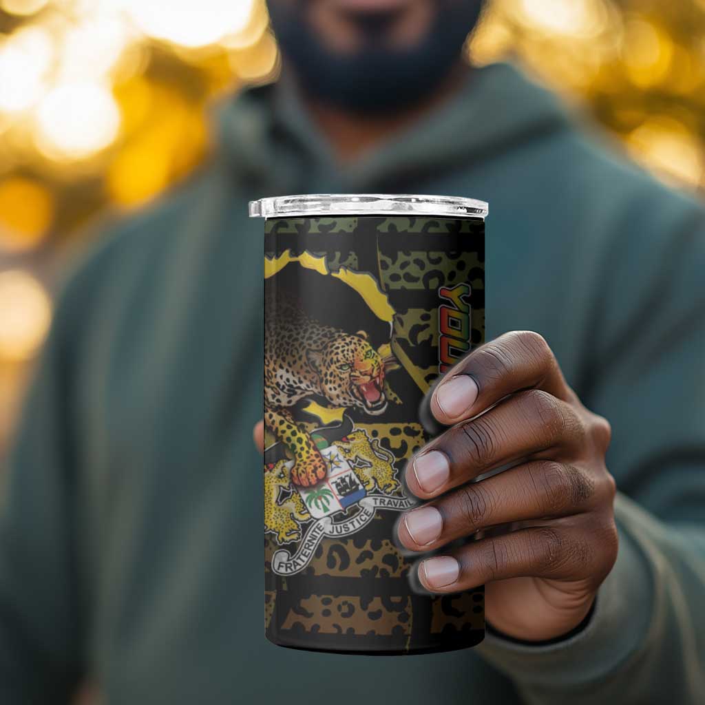 Personalized Benin 4 in 1 Can Cooler Tumbler Powerful African Leopard - Wonder Print Shop