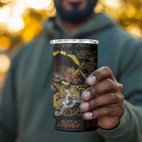 Personalized Benin 4 in 1 Can Cooler Tumbler Powerful African Leopard - Wonder Print Shop