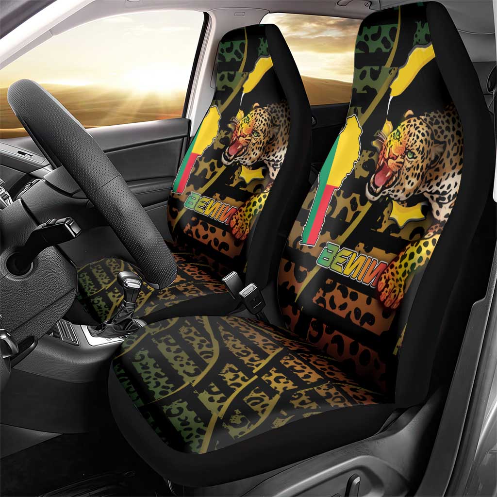 Benin Car Seat Cover Powerful African Leopard - Wonder Print Shop