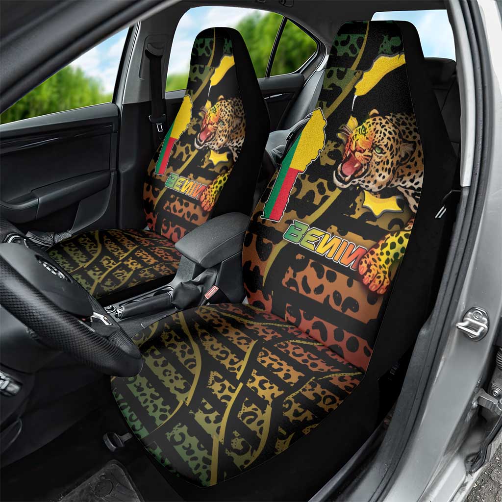 Benin Car Seat Cover Powerful African Leopard - Wonder Print Shop