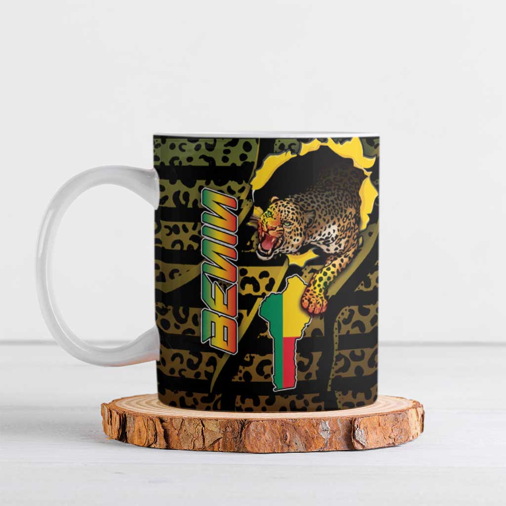 Personalized Benin Ceramic Mug Powerful African Leopard - Wonder Print Shop