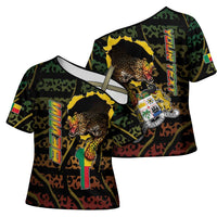 Personalized Benin Cross Shoulder Shirt Powerful African Leopard - Wonder Print Shop