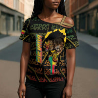 Personalized Benin Cross Shoulder Shirt Powerful African Leopard - Wonder Print Shop