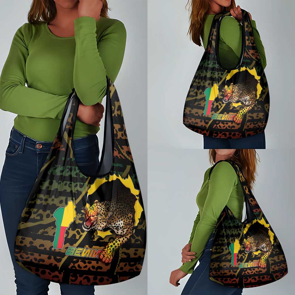 Benin Grocery Bag Powerful African Leopard - Wonder Print Shop