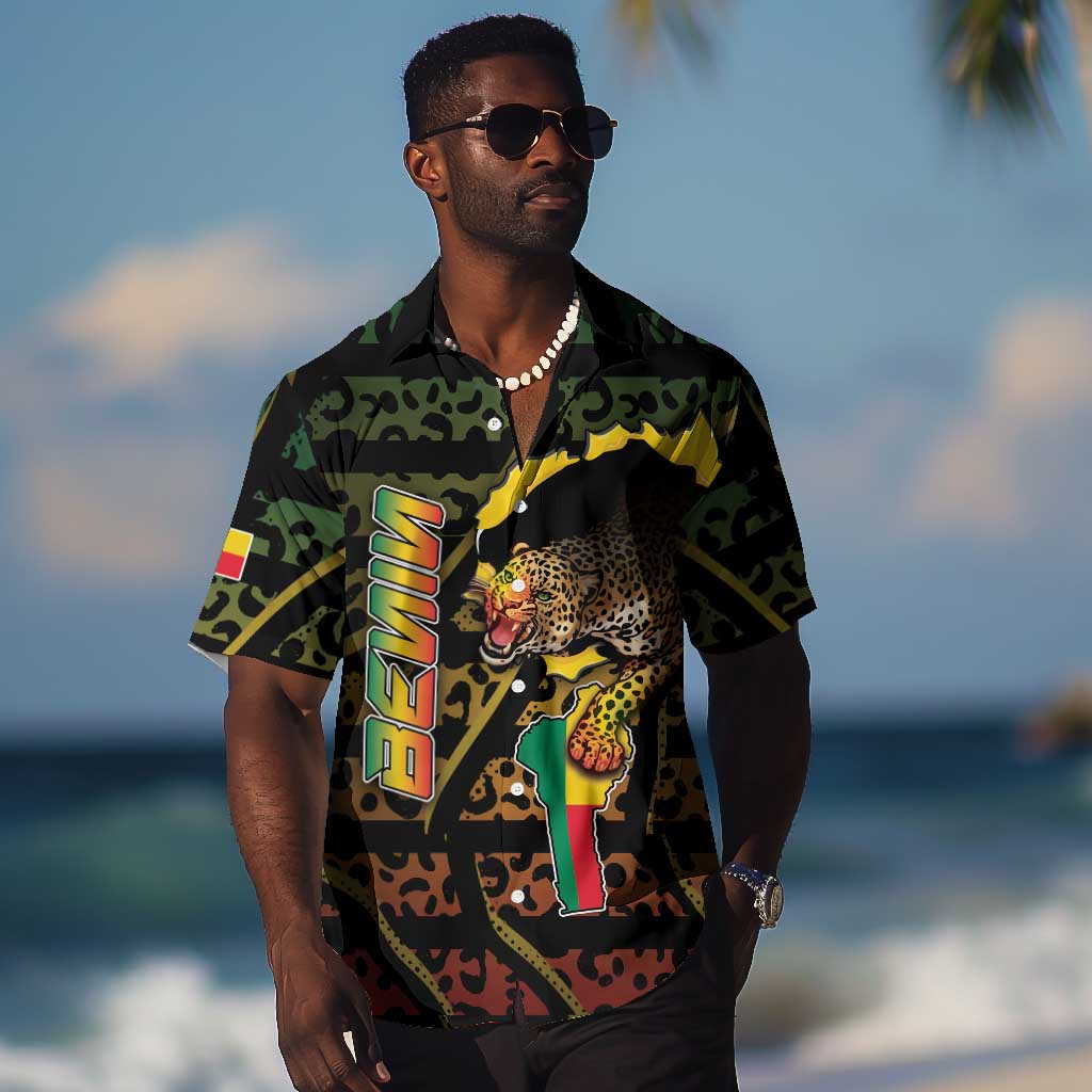 Personalized Benin Hawaiian Shirt Powerful African Leopard - Wonder Print Shop