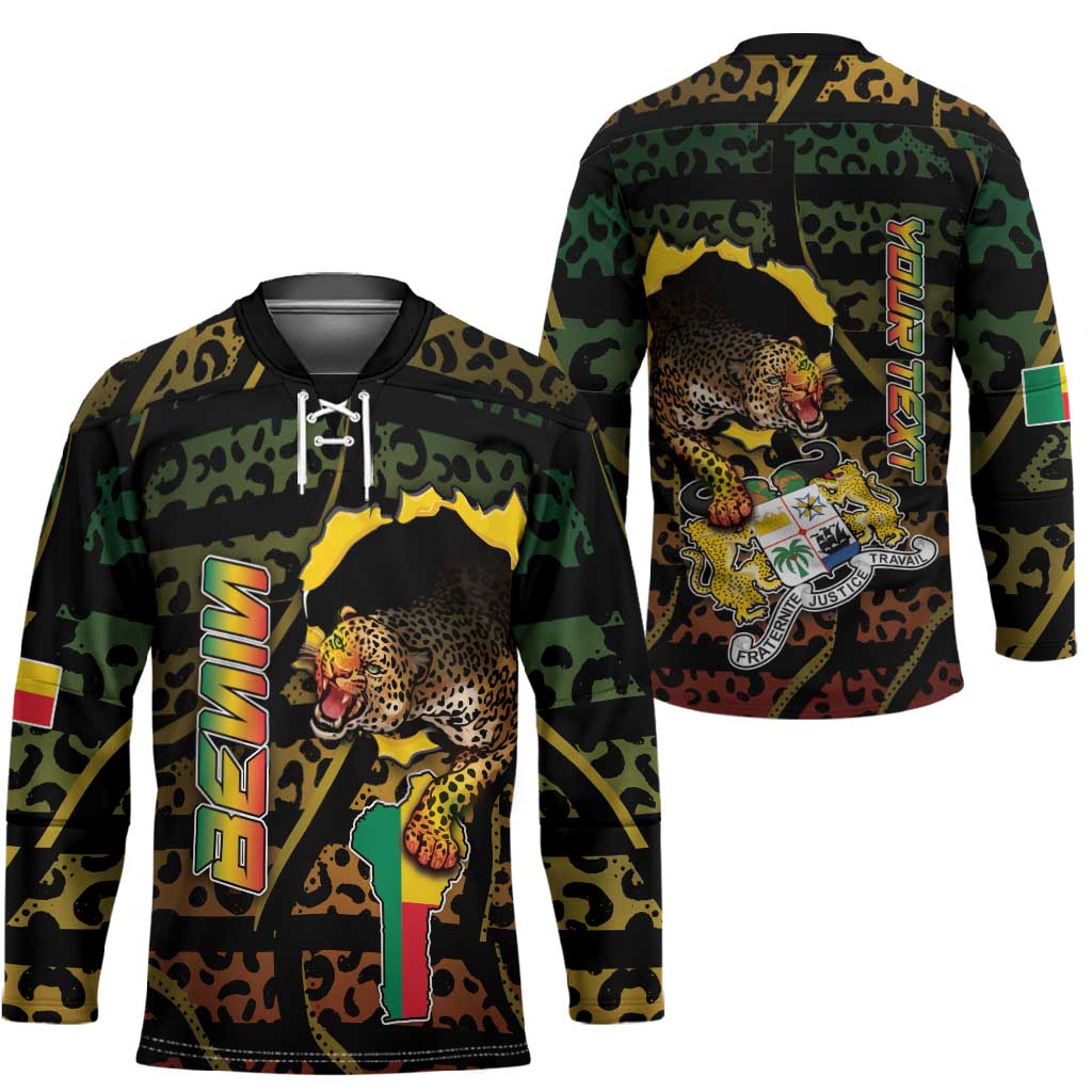 Personalized Benin Hockey Jersey Powerful African Leopard - Wonder Print Shop