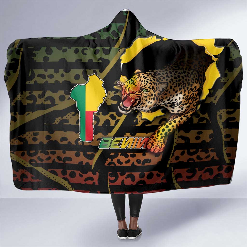 Benin Hooded Blanket Powerful African Leopard - Wonder Print Shop