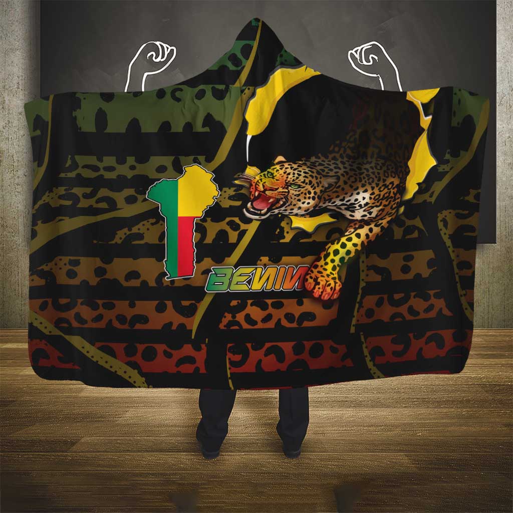 Benin Hooded Blanket Powerful African Leopard - Wonder Print Shop