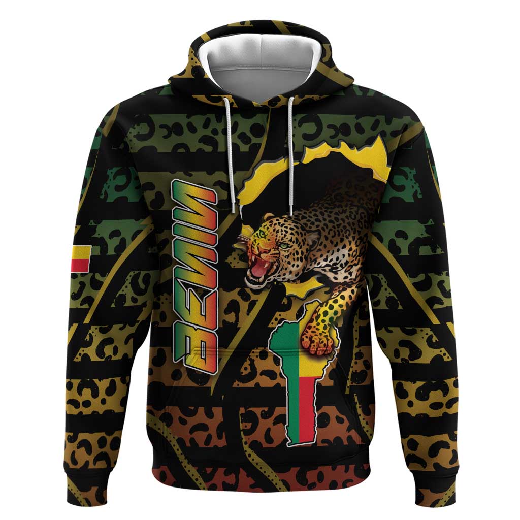 Personalized Benin Hoodie Powerful African Leopard - Wonder Print Shop