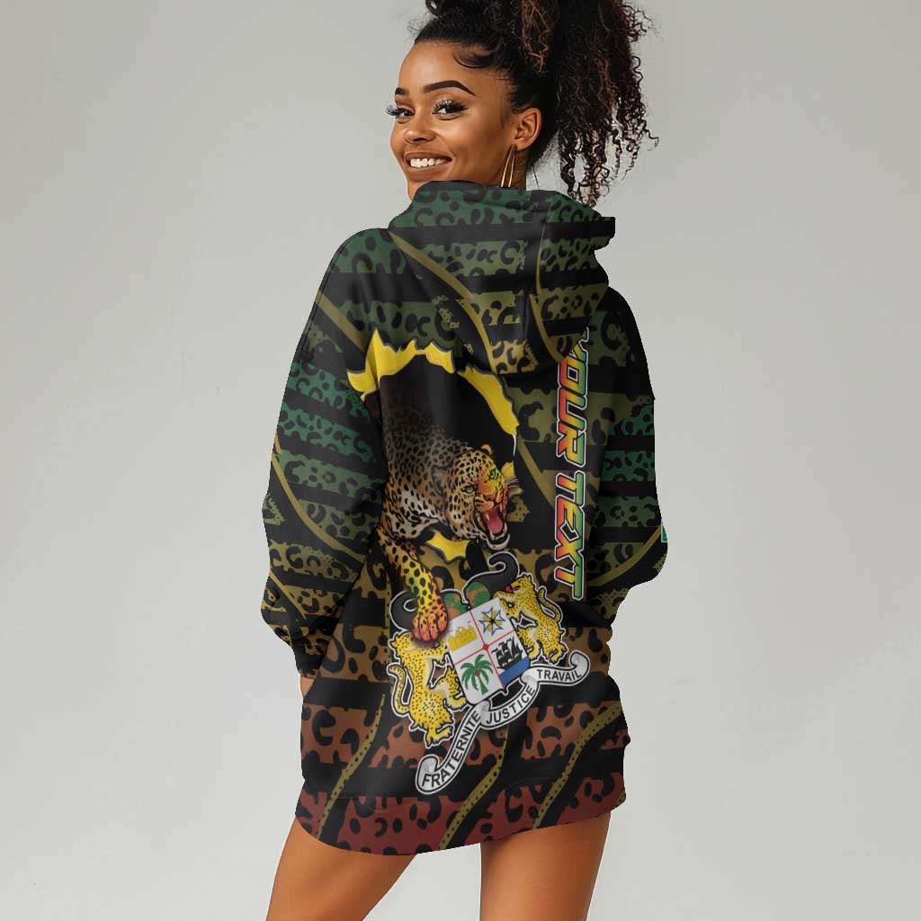 Personalized Benin Hoodie Dress Powerful African Leopard - Wonder Print Shop
