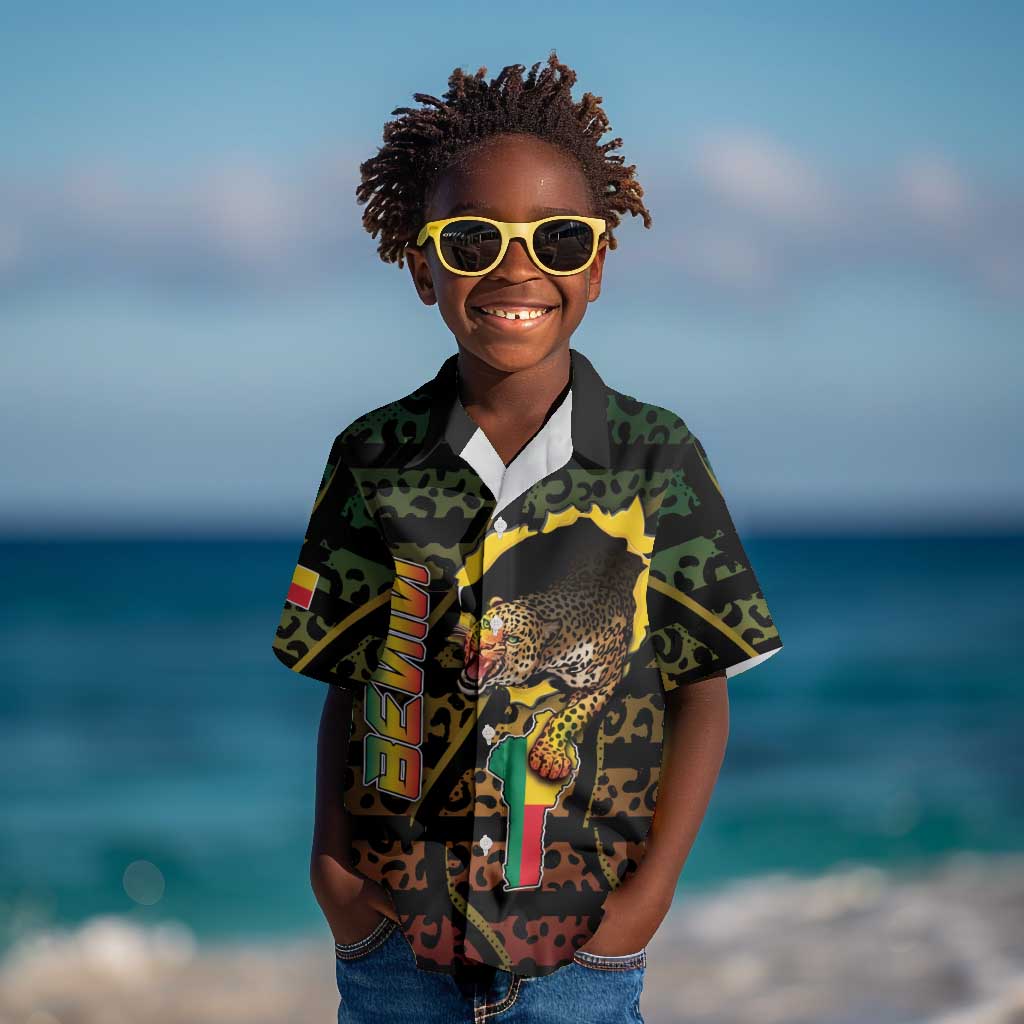 Personalized Benin Kid Hawaiian Shirt Powerful African Leopard - Wonder Print Shop