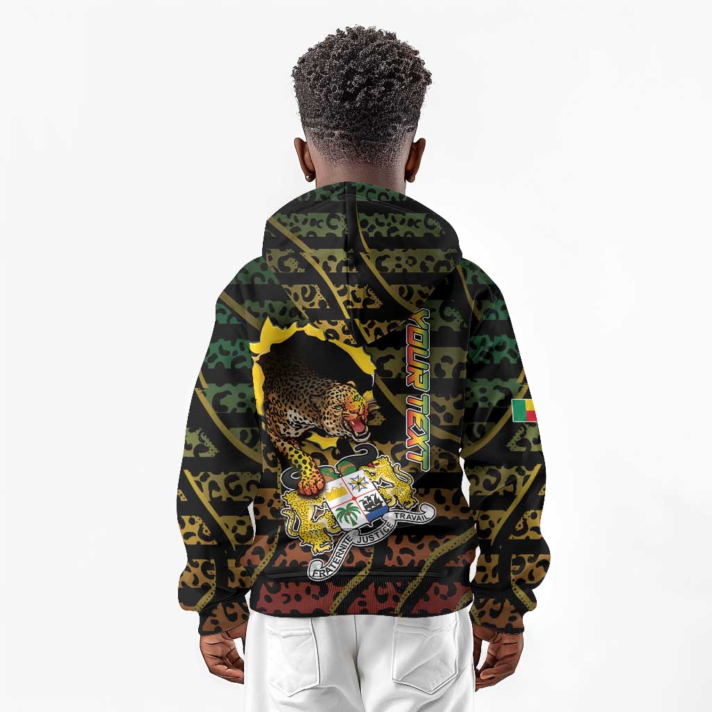 Personalized Benin Kid Hoodie Powerful African Leopard - Wonder Print Shop