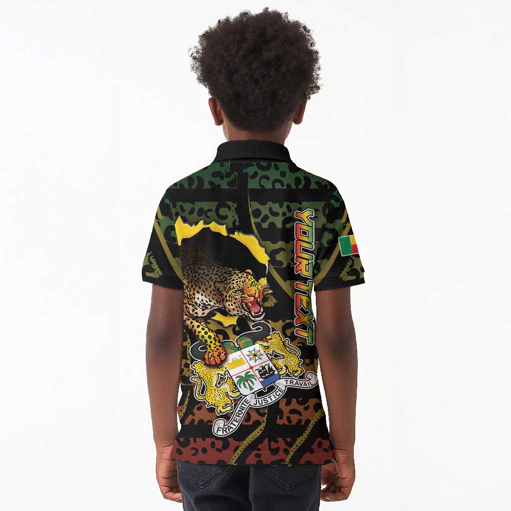 Personalized Benin Kid Polo Shirt Powerful African Leopard - Wonder Print Shop