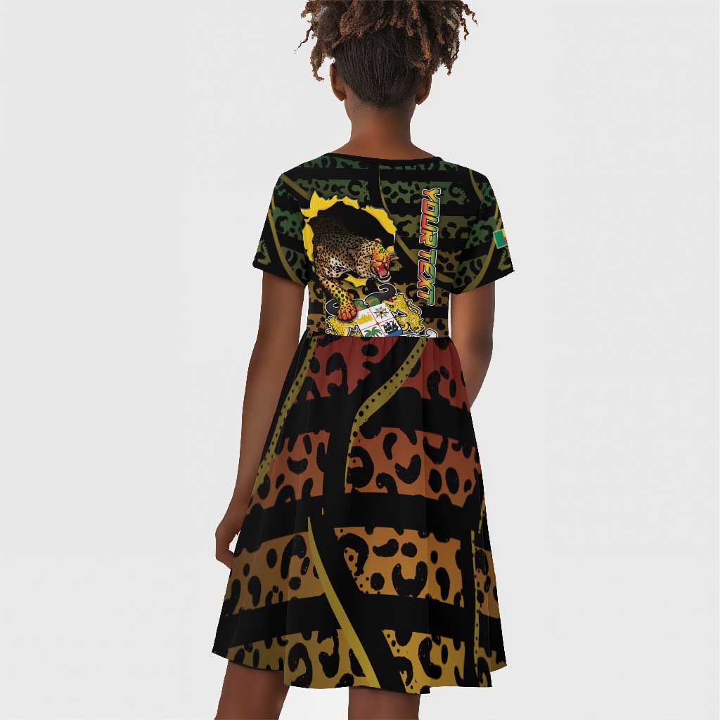 Personalized Benin Kid Short Sleeve Dress Powerful African Leopard - Wonder Print Shop
