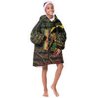 Personalized Benin Kid Wearable Blanket Hoodie Powerful African Leopard - Wonder Print Shop