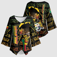 Personalized Benin Kimono Sleeve Blouse Powerful African Leopard - Wonder Print Shop