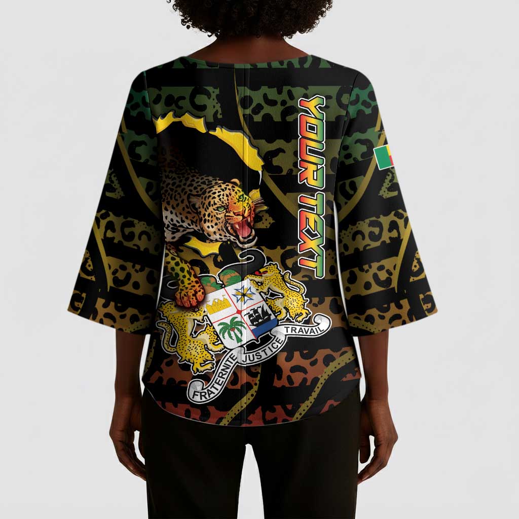 Personalized Benin Kimono Sleeve Blouse Powerful African Leopard - Wonder Print Shop