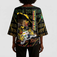 Personalized Benin Kimono Sleeve Blouse Powerful African Leopard - Wonder Print Shop