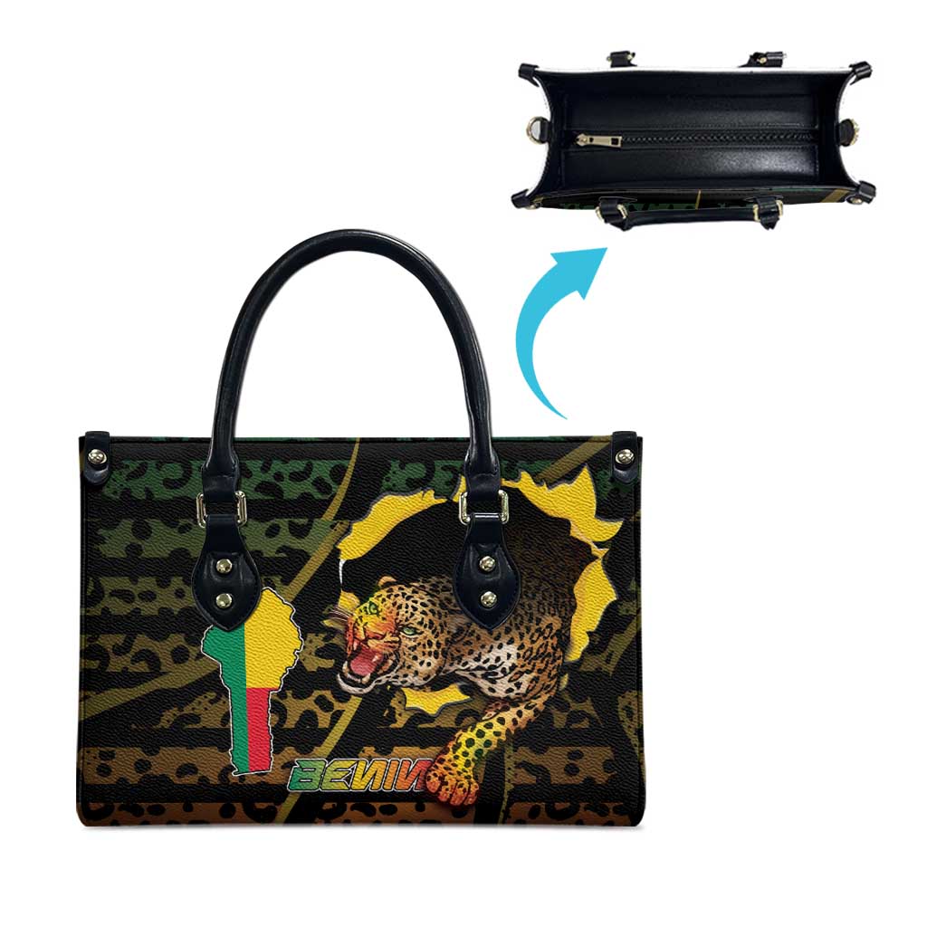 Benin Leather Bag Powerful African Leopard - Wonder Print Shop