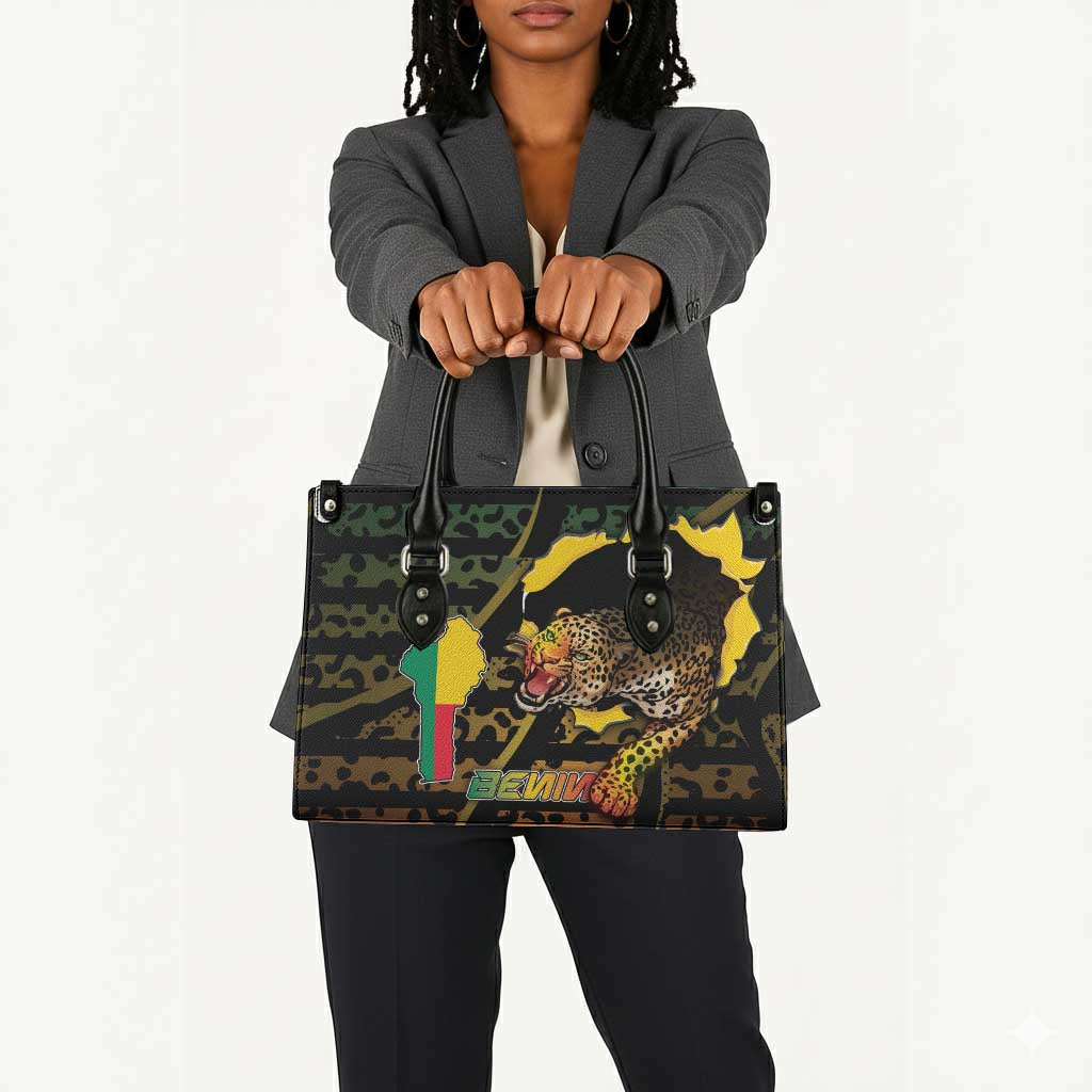 Benin Leather Bag Powerful African Leopard - Wonder Print Shop