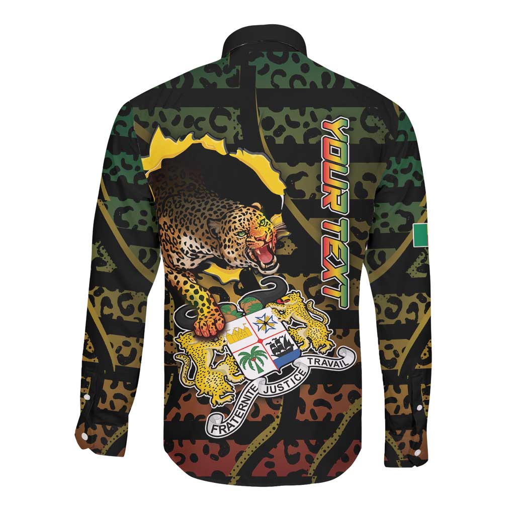 Personalized Benin Long Sleeve Button Shirt Powerful African Leopard - Wonder Print Shop