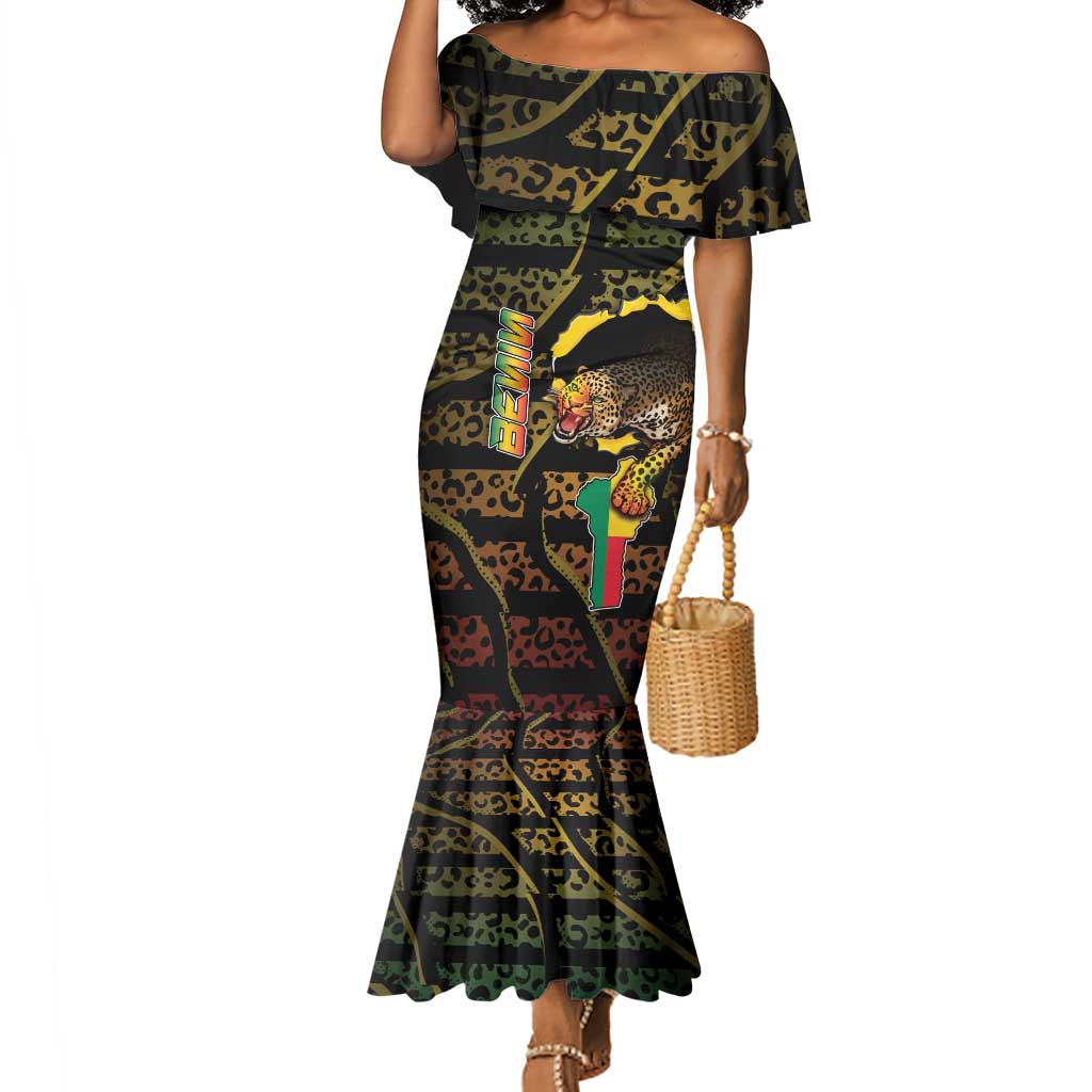 Personalized Benin Mermaid Dress Powerful African Leopard - Wonder Print Shop