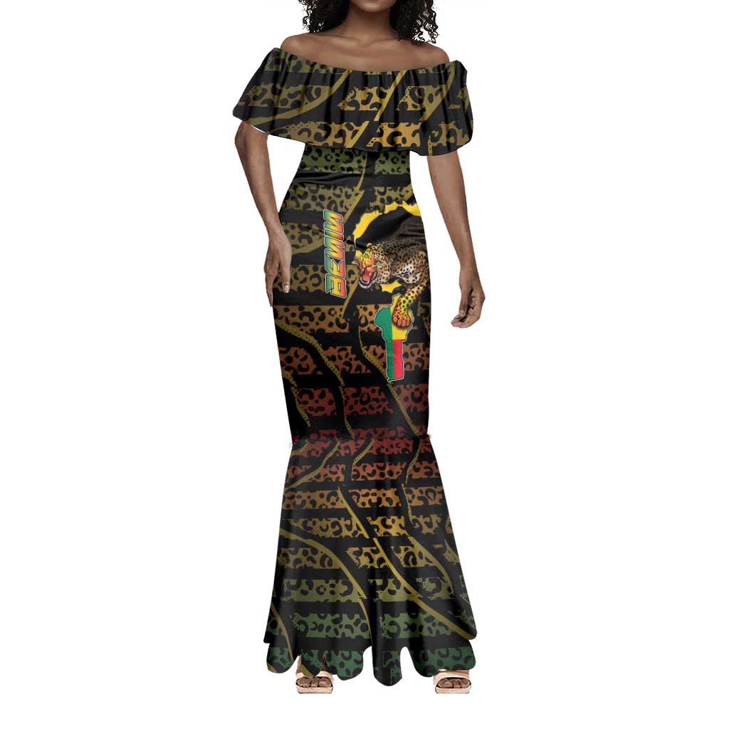 Personalized Benin Mermaid Dress Powerful African Leopard - Wonder Print Shop