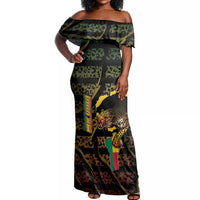 Personalized Benin Off Shoulder Maxi Dress Powerful African Leopard - Wonder Print Shop